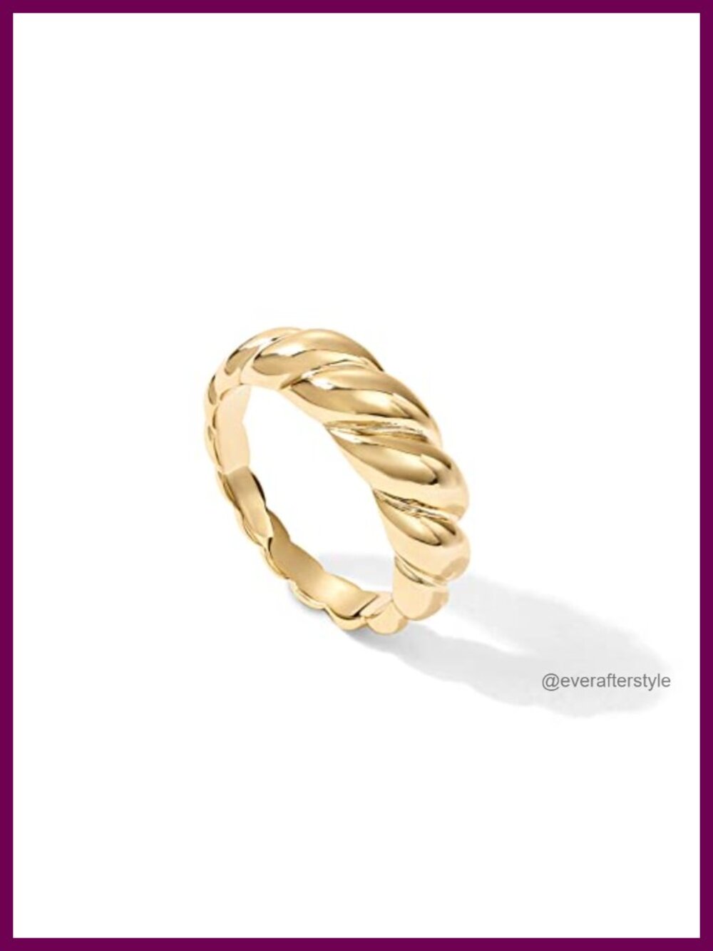 14K Gold Plated Croissant Dome Ring Braided Band Stackable